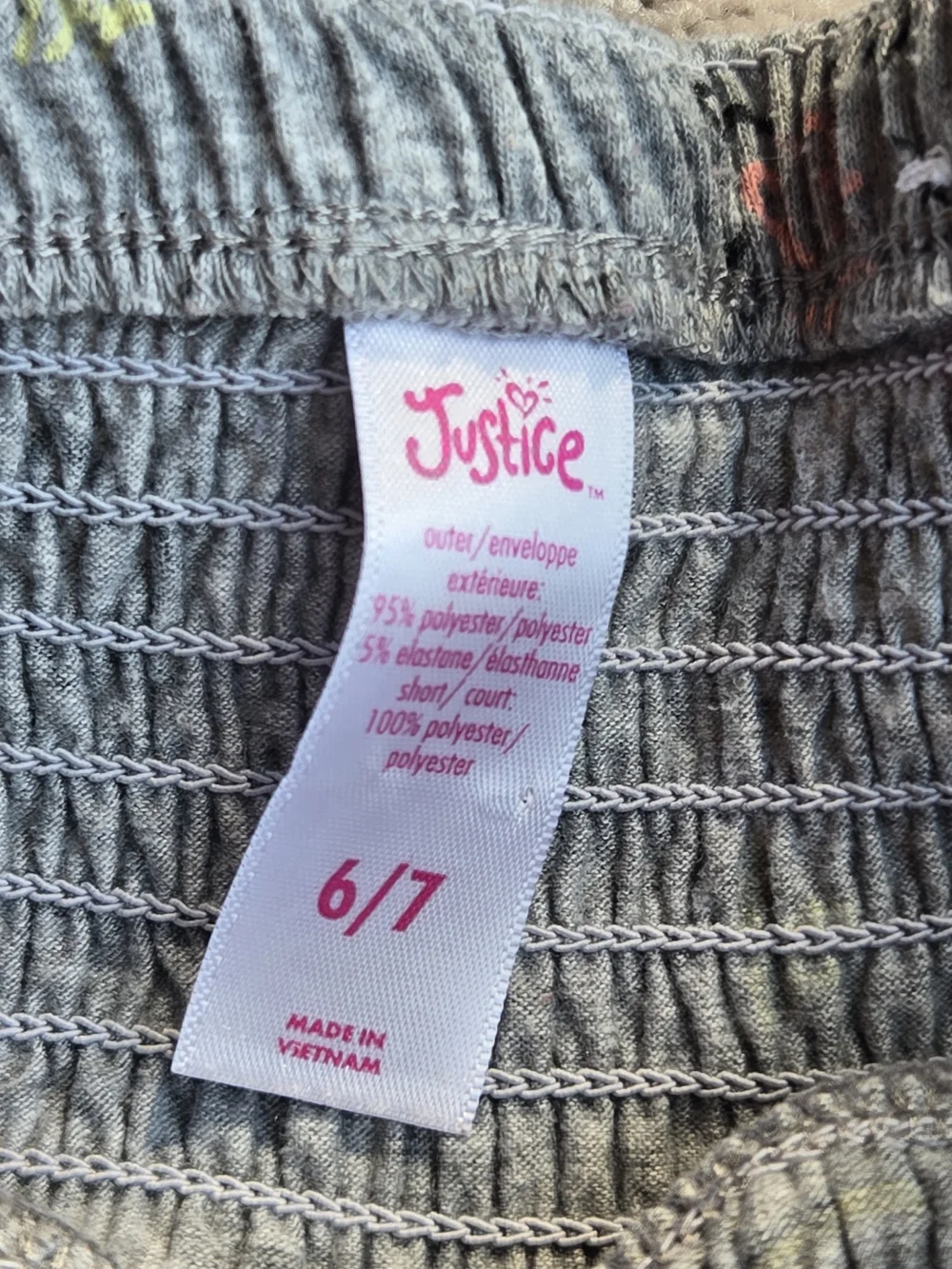 Justice Gray Smocked Waist Skirt with Playful Print